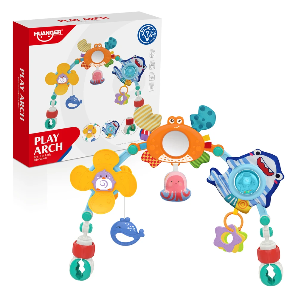 Foldable Baby Bed Bell Toy Sensory Learning Baby Rattle Car Seat & Stroller Toy Stroller Arch for Bassinet Hanging Kid Crib Toy