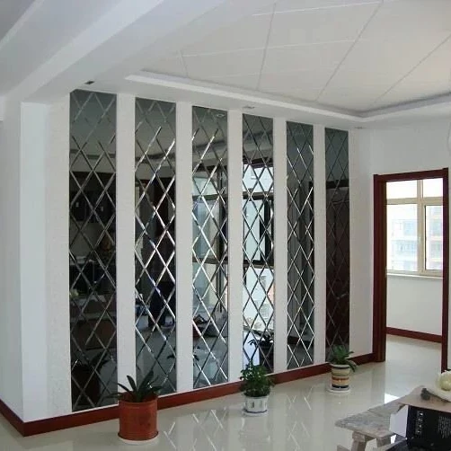 Customized decorative Rhombus spell mirror Art Background TV wall living room gold silver tinted diamond spell mirror glass