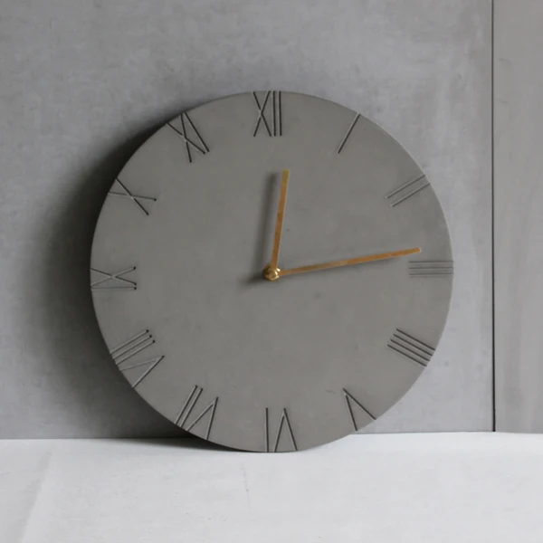 Natural cement Nordic style grey wall clock