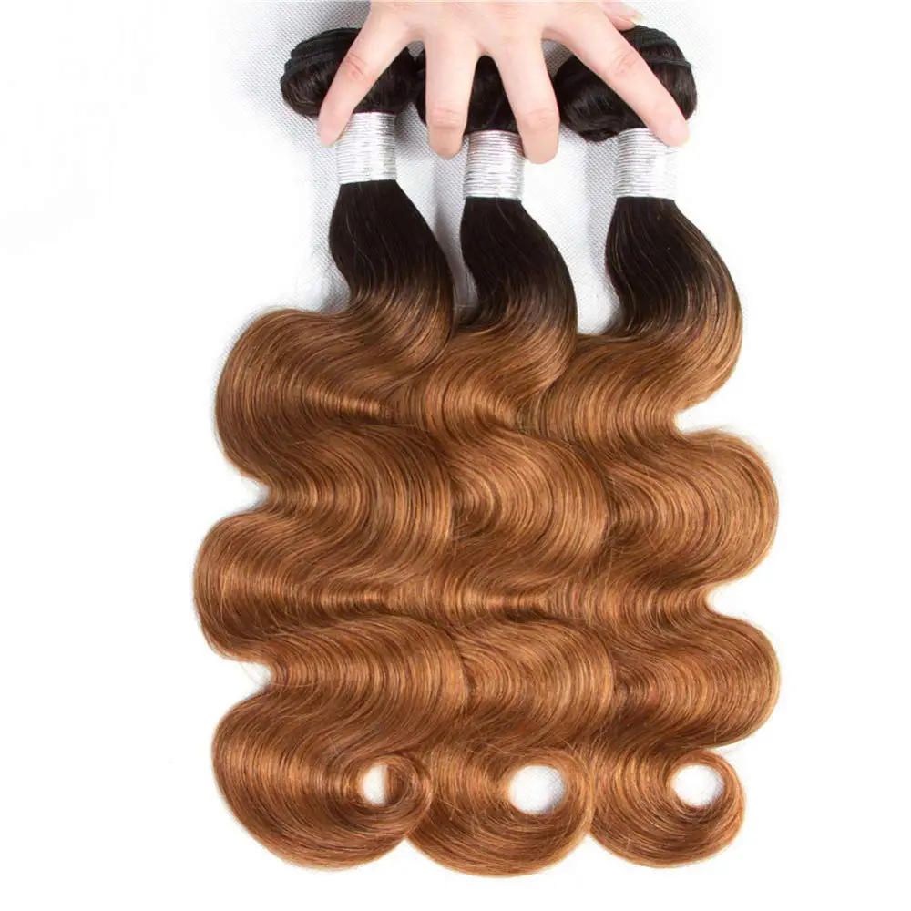 Ombre 1B/4/27 1B/27 1B/30 1B/99J Factory Direct Selling 100% Unprocessed Virgin Human Hair Cuticle Aligned Bundles with Closure