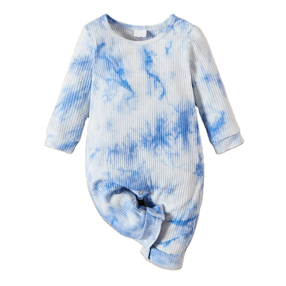 
Newest Design Tie Dye Infant Romper Long Sleeve Custom Knit Jumpsuit For Baby 