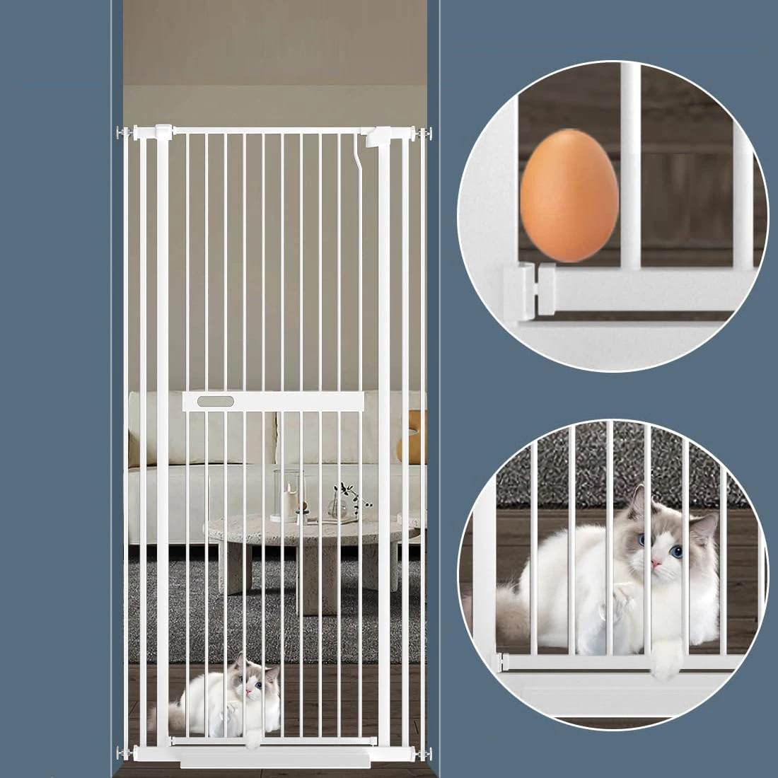 Extra Tall Auto Close Child Safety Gate for Stairs Pressure Mounted Pet Gate for Doorways Banisters for Dogs and Pets