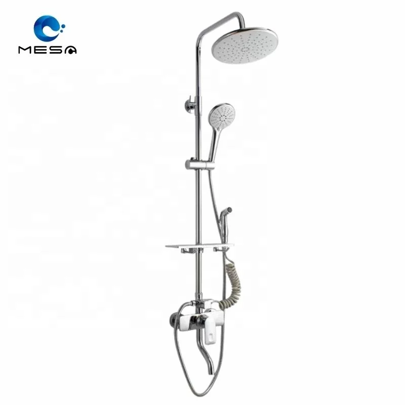 Bathroom copper tap shower head set with stainless steel shower slide bar
