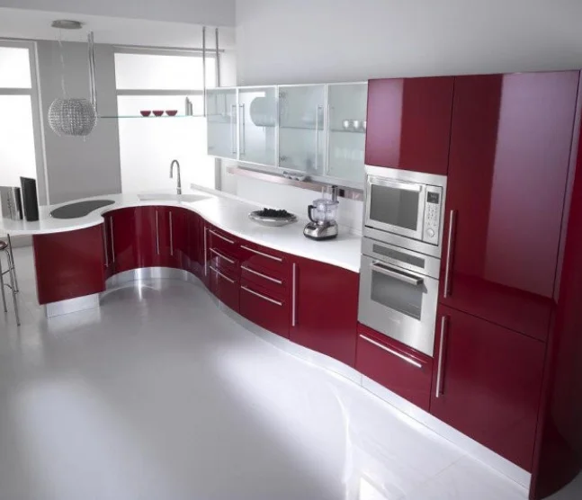 Europe Hot Sale Customized Red Lacquer Kitchen Unit