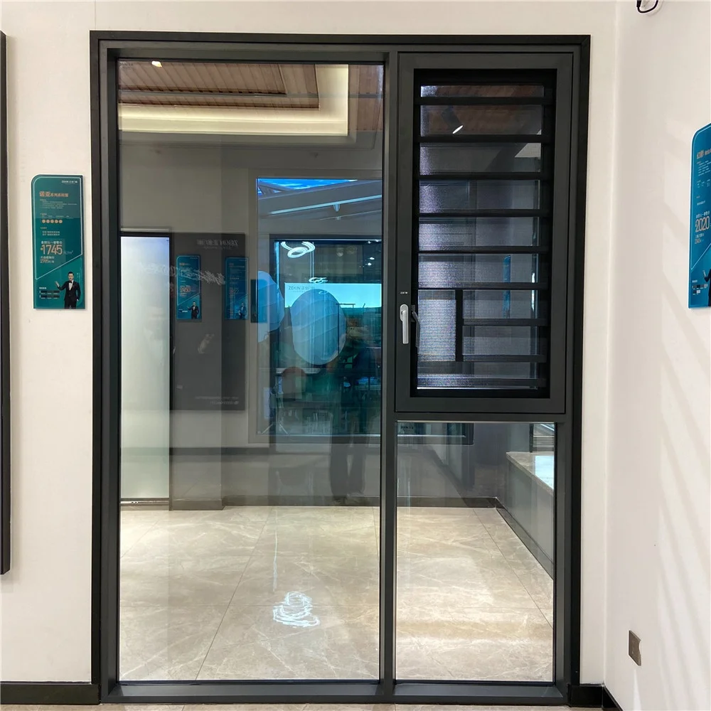 ZEKIN customized glass casement windows aluminum tempered glass horizontal opening tilt and turn window aluminum casement window