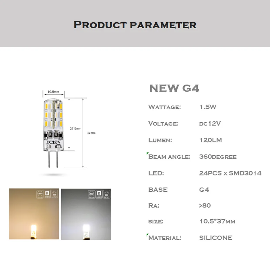 Factory Direct Sales Dimmable Mini DC12V 1.5W G4 LED LED Bulb 360 Beam Angle Lights Crystal Light Chandelier lights bulb