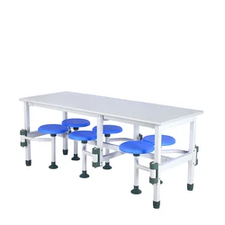 China wholesale new design wood metal school dining table with automatic reset stool food court cafeteria school dining table