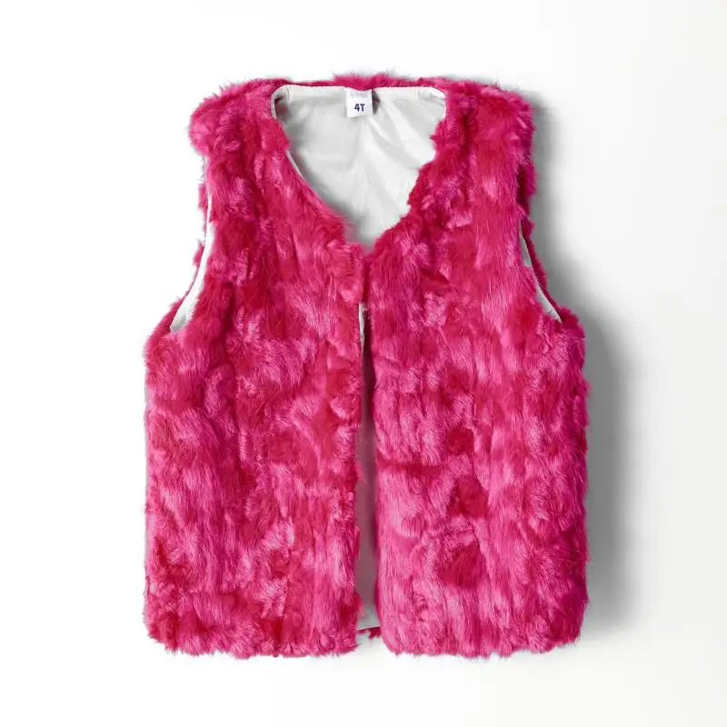 
Girls Fur Vest Jackets 2021 New Baby Kids winter Rabbit Hair Vests Waistcoat for Children Clothes Outerwear 