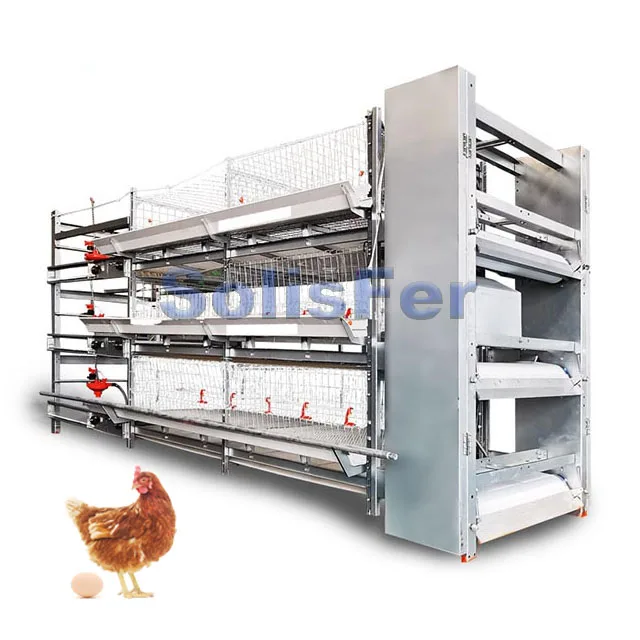 Layer Chicken Farming Automated H Frame Type Battery 3 Tiers 4 Tiers Laying Hen Cage