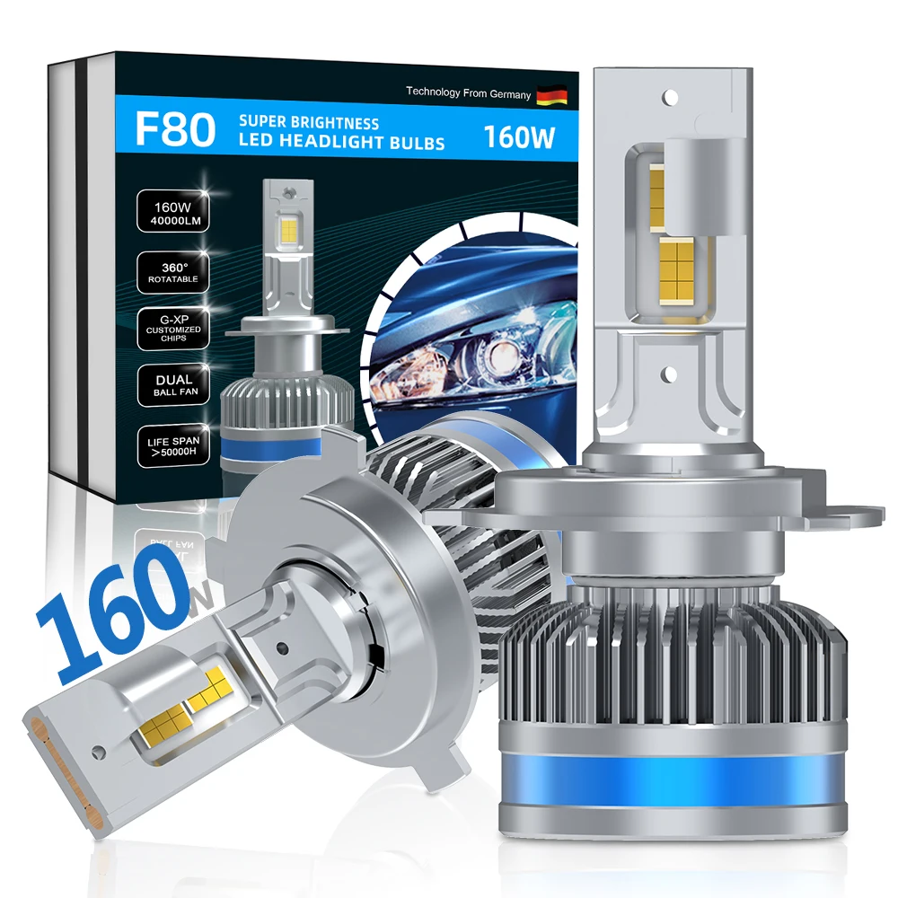 Xenplus 2023 Top1 F80 160 ватт 40000Lm светодиодные фары автомобиля Led Canbus H4 привели лампочку с лампой накаливания