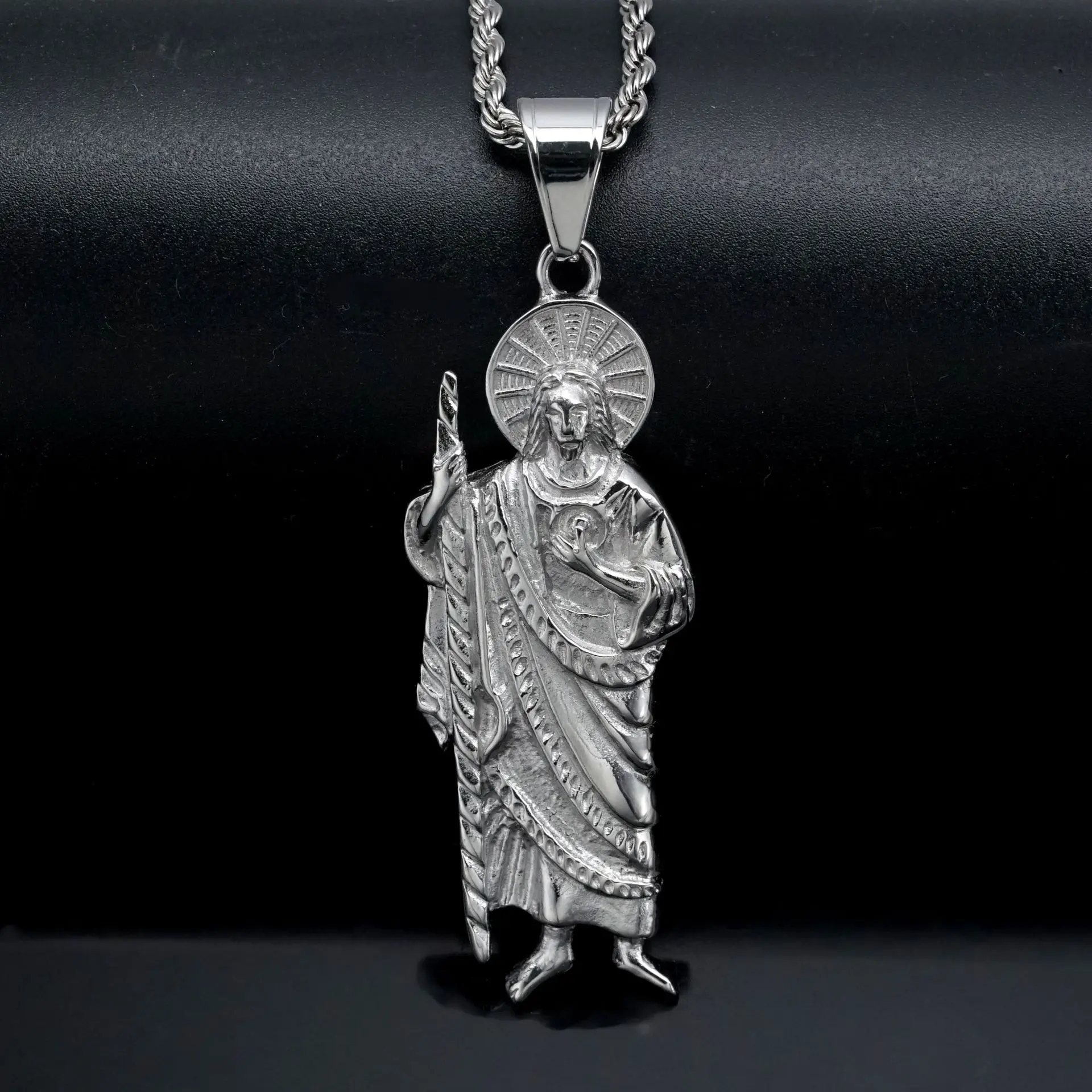 Stainless Steel Grim Reaper Ghost Pendant Saint San Judas Tadeo Charms Pendant Religious Jewelry