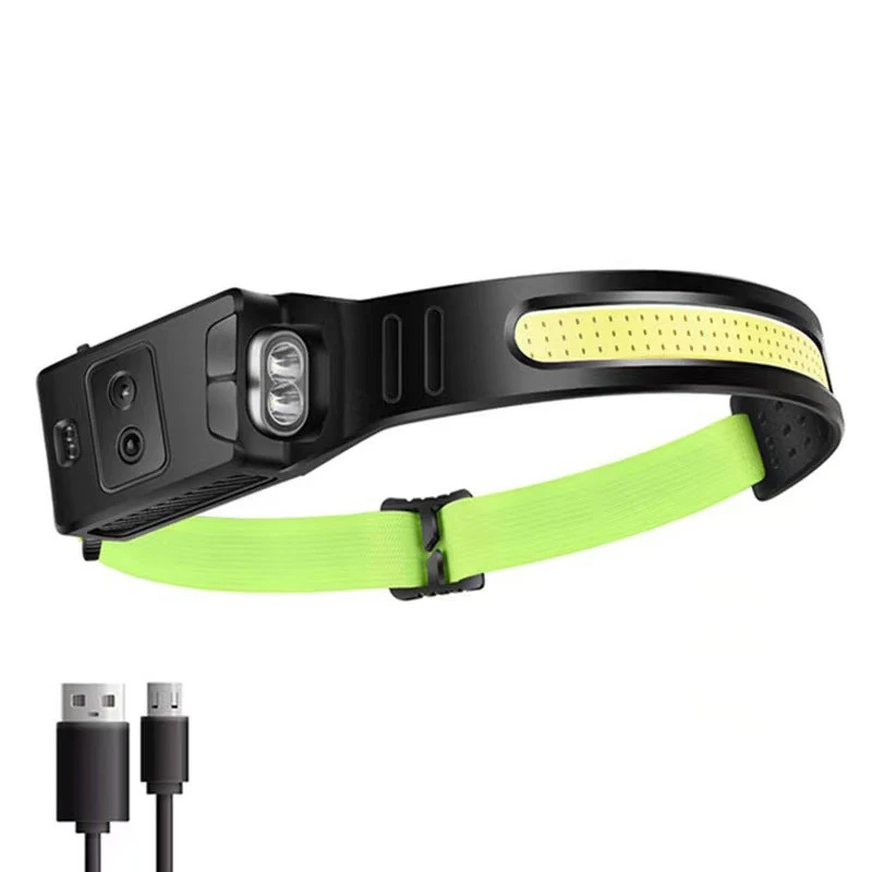 Hot Selling Led COB Headlamp Dual light source Rechargeable Super Bright Wide Beam Led Head Light Motion Sensor Head Lamps