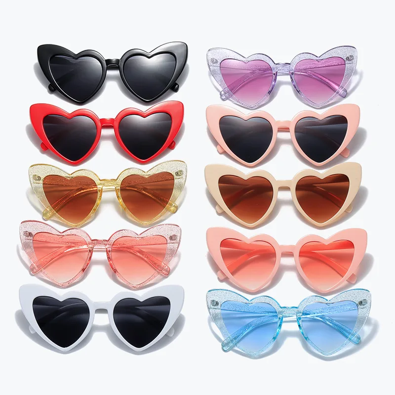 Colorful Pink Heart Love&Roses Sunglasses Women Brand Designer Sun Glasses Female Retro Love Heart Gradient Glasses