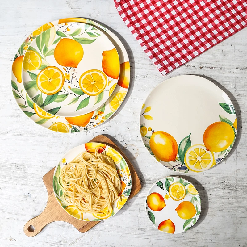 Novelty decal printed customized catering restaurant serving dishes plate sets dinnerware ceramic dinner plates