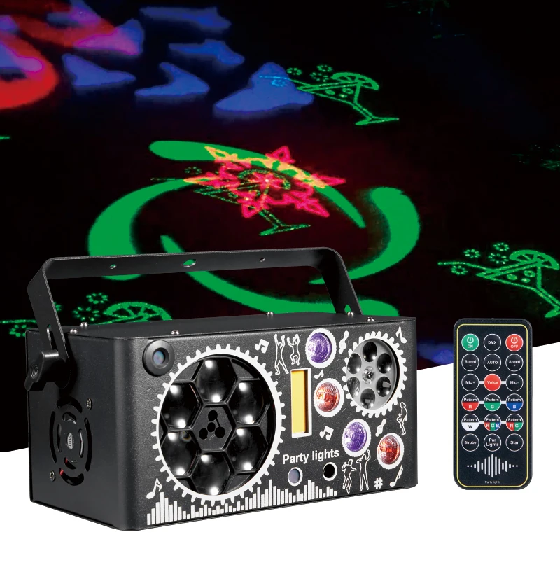 7 in1 RGB LED Disco Lights Stage Laser Effects Remote Control DMX Sound Activated Indoor Bar DJ Christmas Christmas Lights