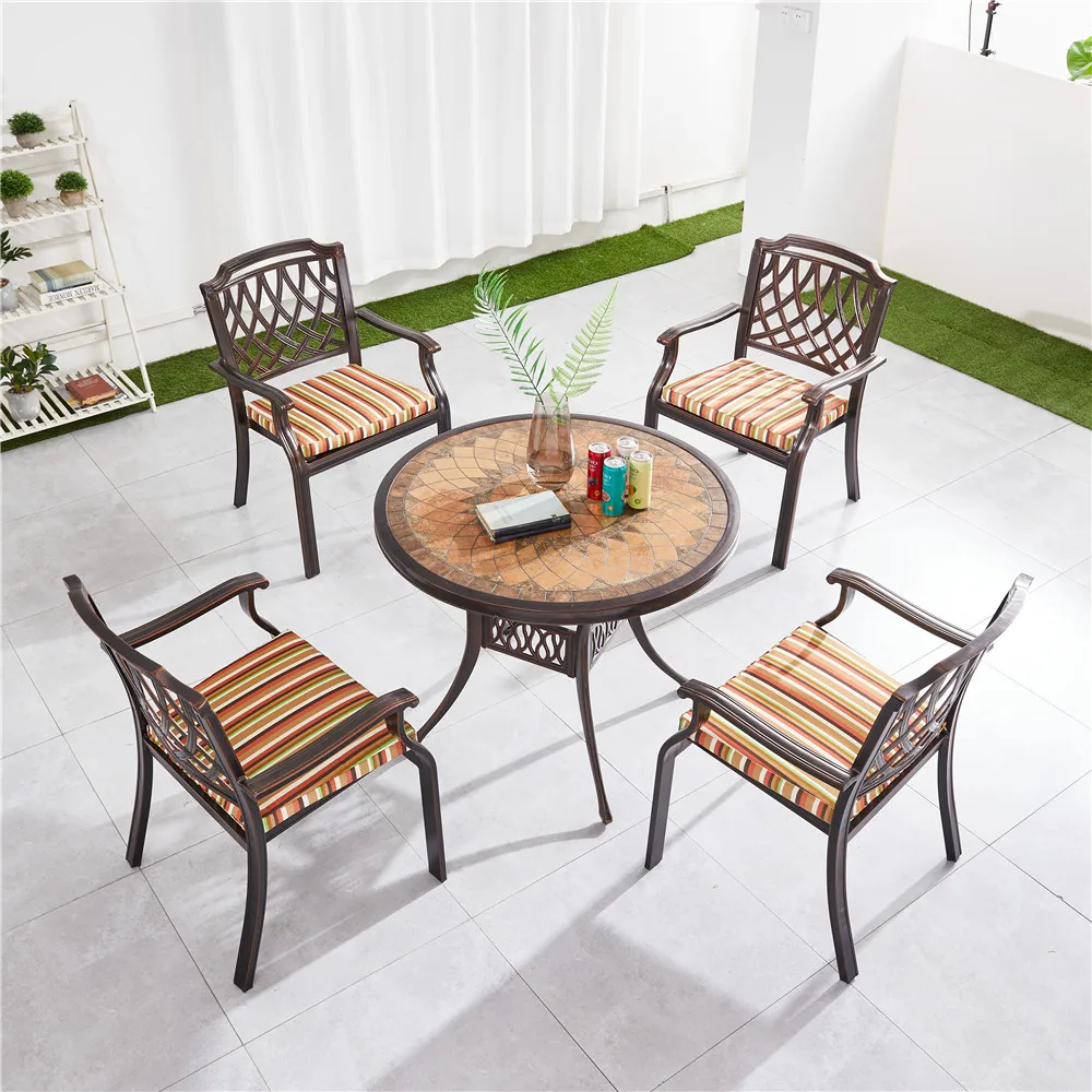 Outdoor Waterproof Furniture Bistro Patio Garden Chair Tables and Chairs Die-cast Aluminum Terrace Wholesale Luxury Garden Set