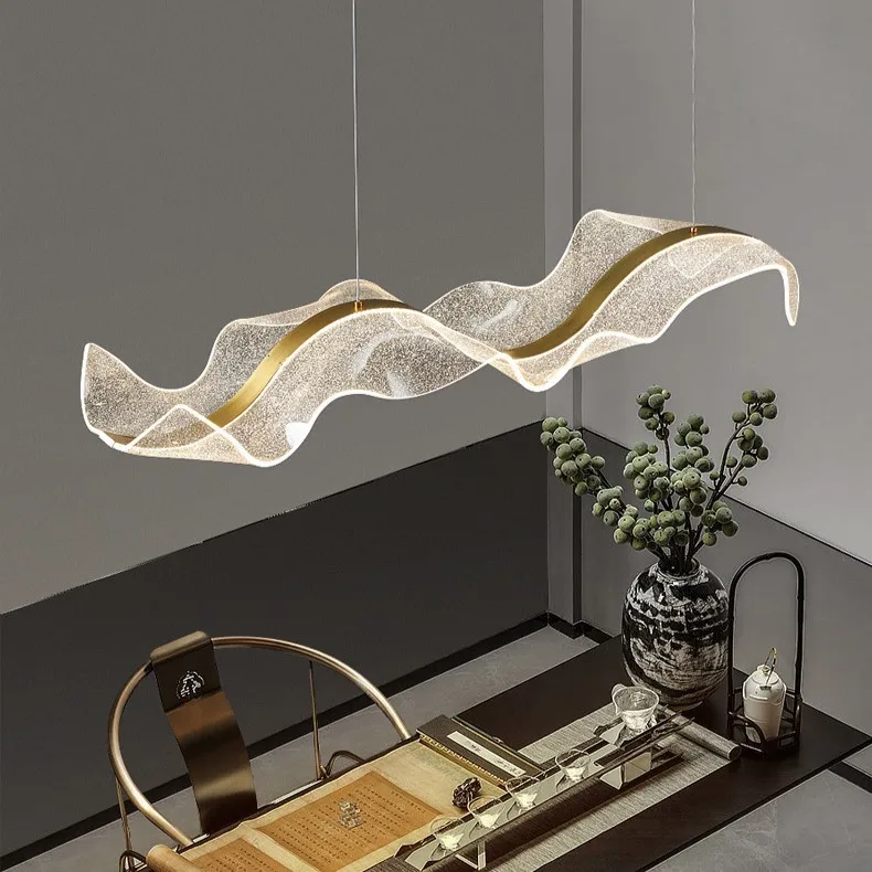 Hotel Cashier Restaurant Pendant Light Gold Stainless Steel Clear Acrylic Kitchen Dining Room Lights Chandeliers