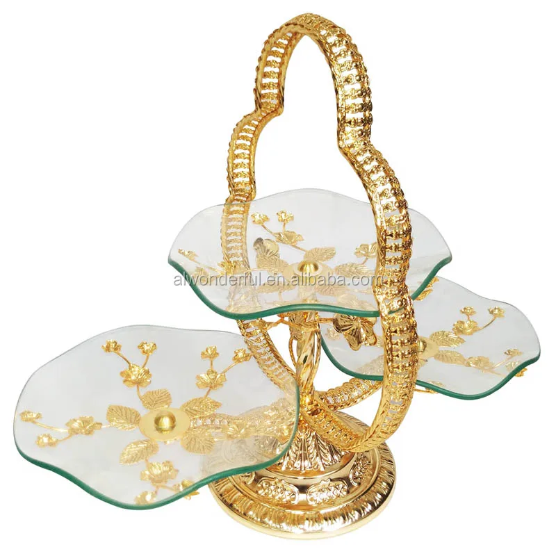 2024 2 tier Wedding Glass cake stands with arabic decoration