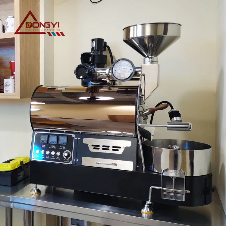 CE Certification DONGYI 20 years old shop Home/commercial  small 1kg 2kg coffee roaster machine LNG/LPG Gas or Electric heating