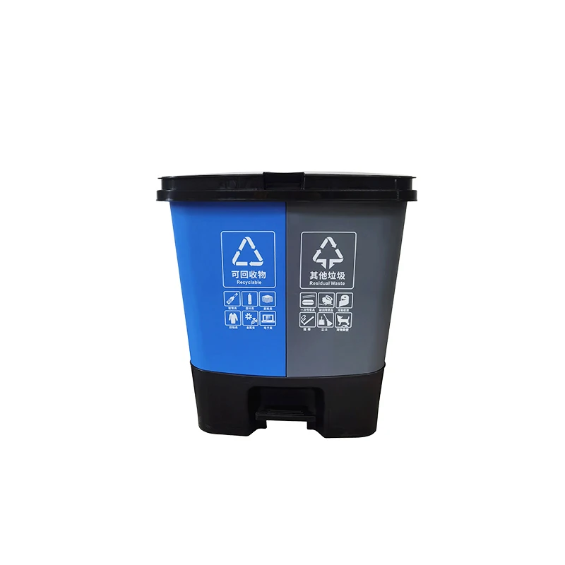 China Supplier Wholesale 100L Double Kitchen Trash Can Plastic Dustbin With Pedal