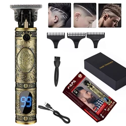 LCD Display Professional Rechargeable Cordless 10W 1500mA Salon Barber Hair Cut Machine T Type Sharp Cutter Head Hair Clipper