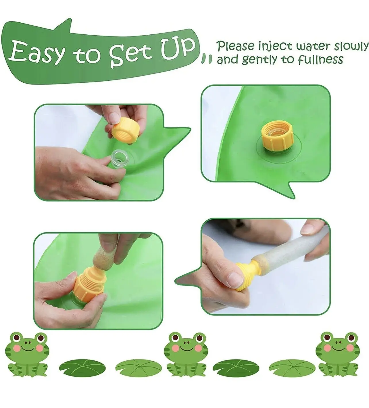 Outside Green Frog Backyard Garden Inflatable Sprinkler Mat Splash Pad Spray Toy For Kids Adults