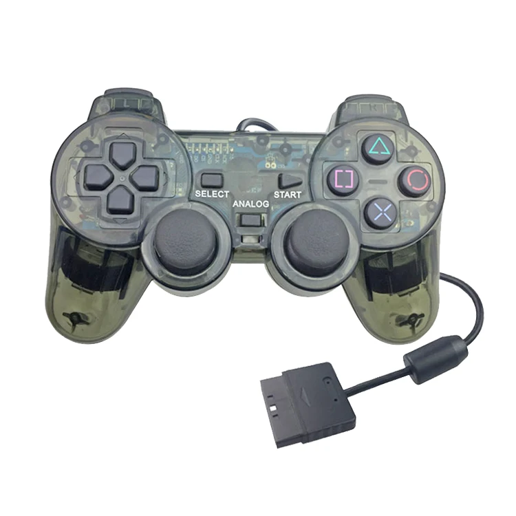 Прозрачный проводной джойстик для Playstation 2 контроллер PS2 Dual Shock Двойной