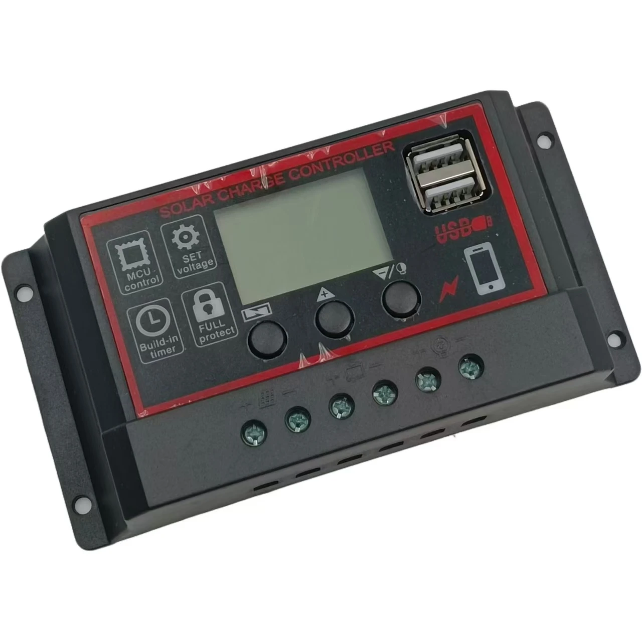 Hot Sale 10A 20A 30A Solar Battery Charge Controller PWM 12v/24v 4USB Output 5V/2A Off Grid Solar Panel Controller