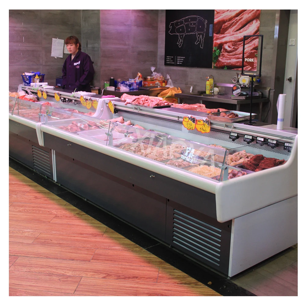 Supermarket ]Meat Display Fridge Butcher Meat Shop Refrigerator Fridge Showcase For Meat Deli Display Case