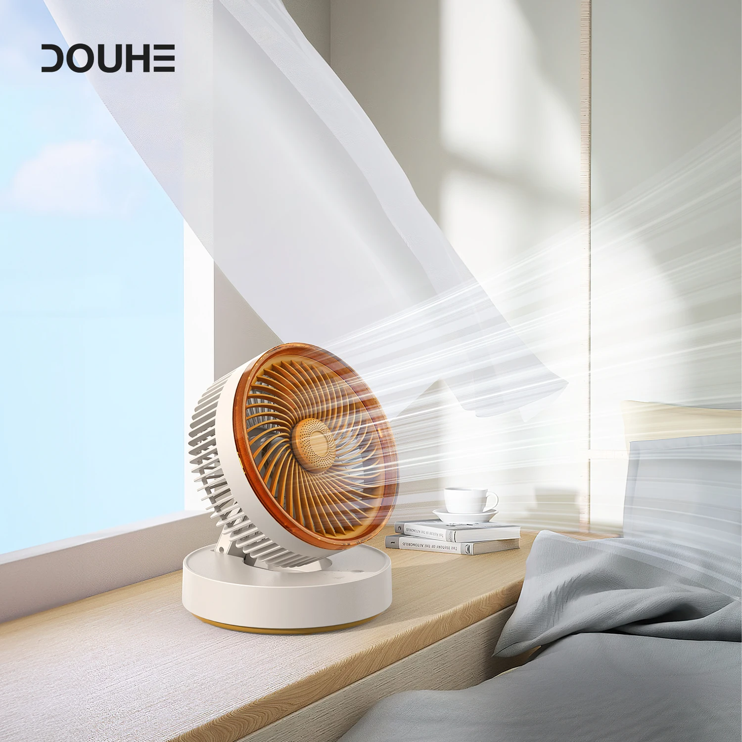 DOUHE Factory Usb Battery Charge 4 Position Turbo Folding Dc Celling Ventilation Mini Table Fan Switch For Home Air Electric Fan