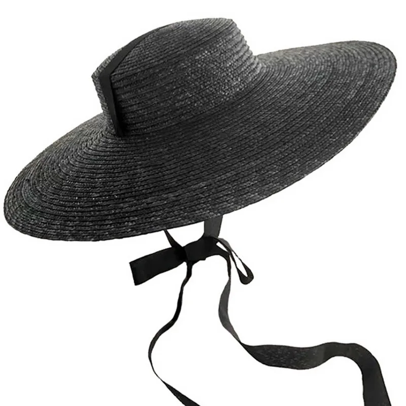 Women Ladies Vintage  Wheat Straw Boater Hat