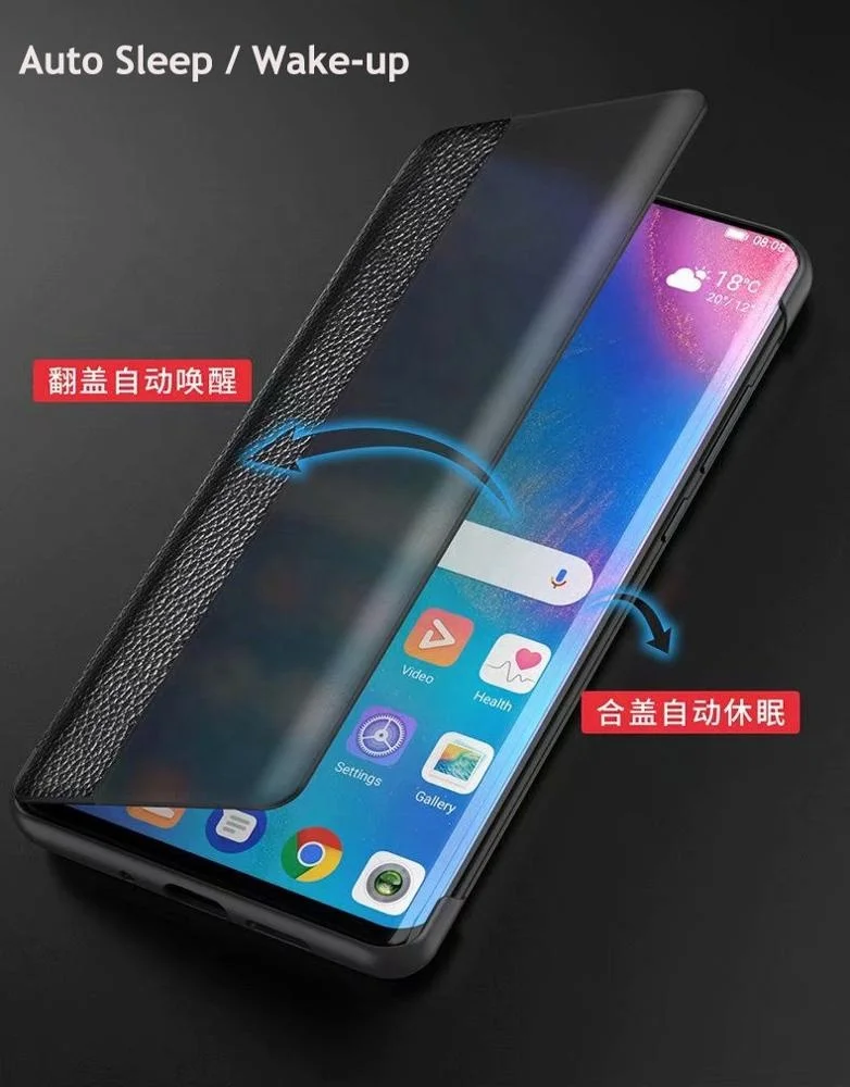 
Hot Sale For Huawei P40 Case Smart View Window Leather Flip Cover Case with Auto Sleep/Wake-up Function 