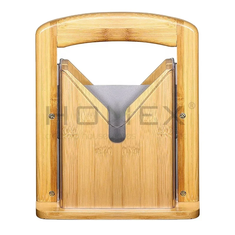 Guillotine Bagel Cutter with Clear Safety Shield Bamboo Bagel Slicer Bread Slicer