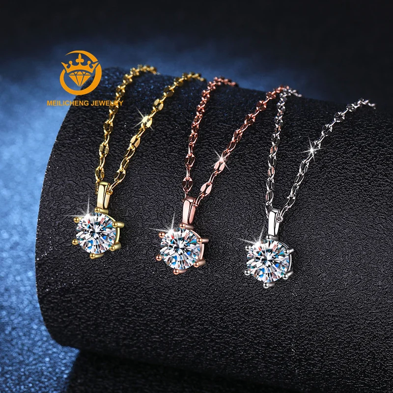 Изготовленные на заказ ювелирные изделия из муассанита белого цвета vvvs1 Pass Diamond тестер зубец Установка 1ct карат муассанит кулон ожерелья