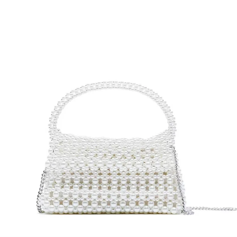 Ladies Pearly Wedding Bridal Party girl Bag Luxury Evening Clutch Beaded Pearl Dinner Bags banquet handmade handbag
