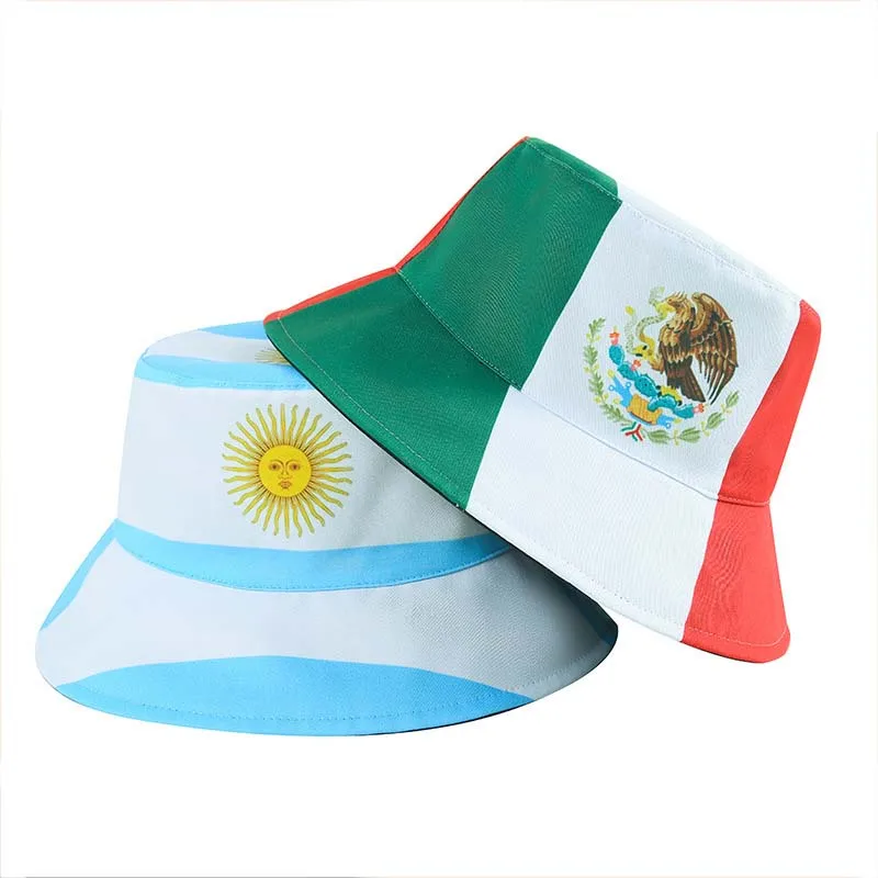 printing flag country football outdoor unisex reversible golf knitted custom bucket hat