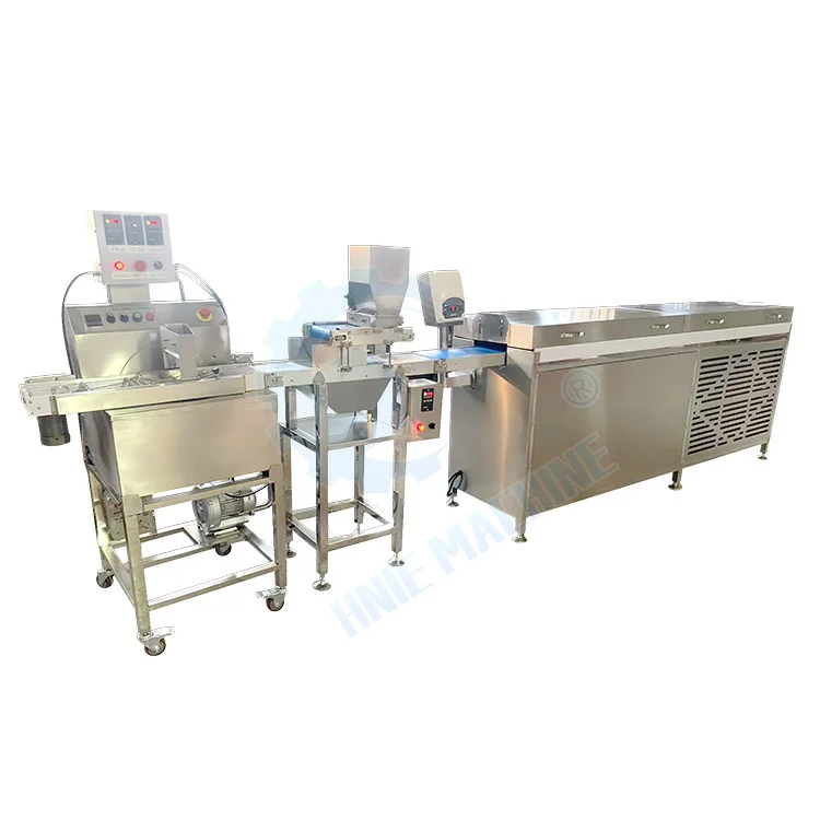 Cookie Enrober Enrobing Cooling Tunnel Automatic Chocolate Tempering Bar Biscuit Stick Chocolate Coating Machine