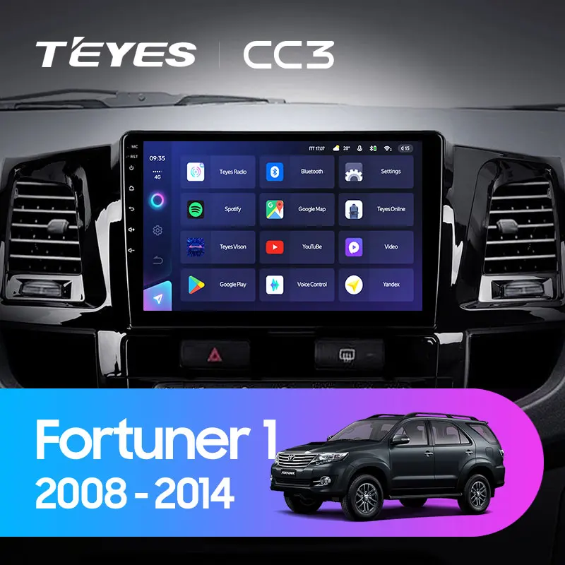 Автомагнитола TEYES CC3 для Toyota Fortuner 1 AN50 AN60 HILUX Revo Vigo 2008-2014 стерео GPS 2 din