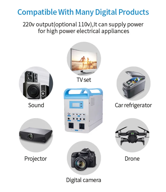 Portable 500W 1000W Easy Install 1500w solar generator carport solar energy storqge system home Energy System for camping