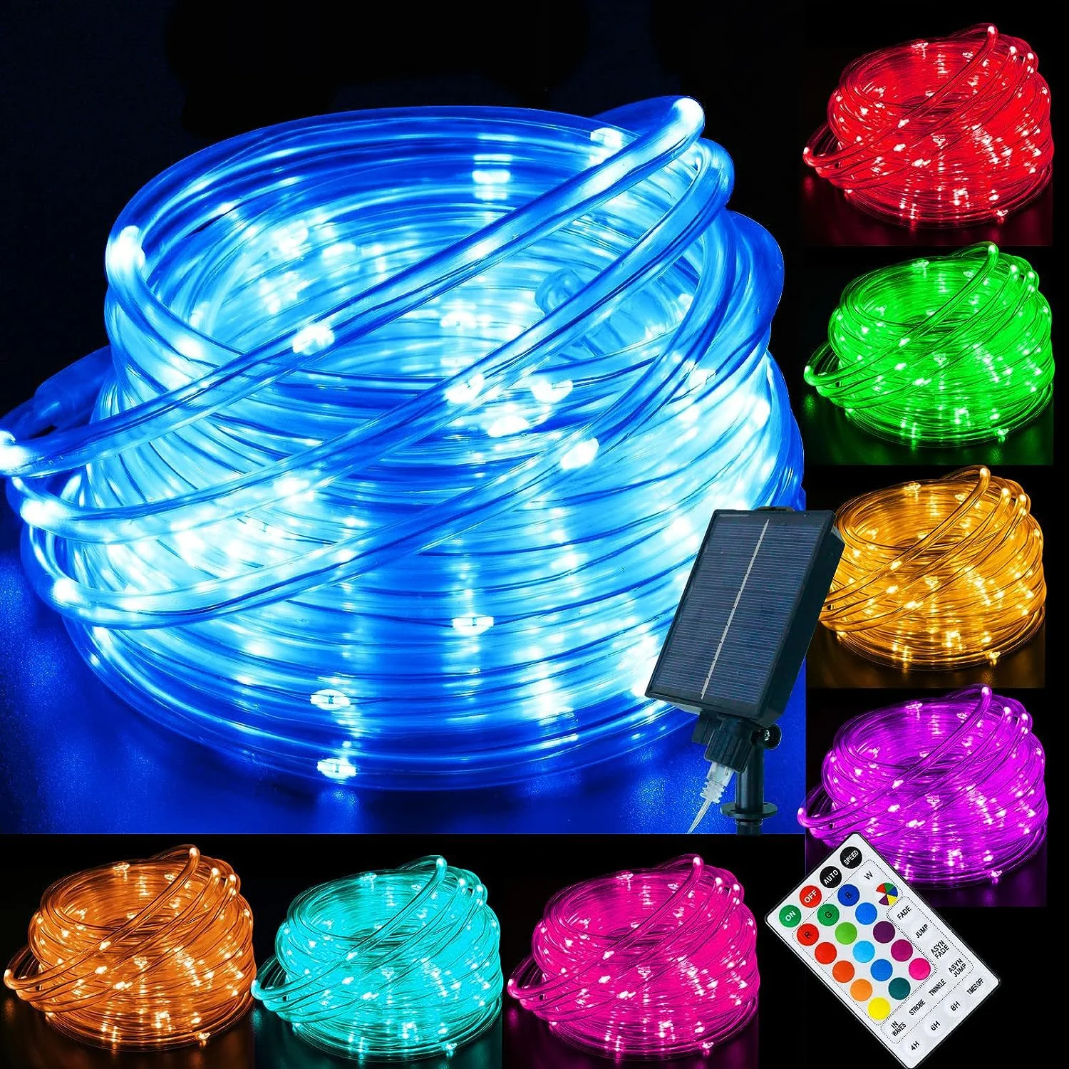 39 Feet 100 Led Waterproof Solar Powered Fairy String Lights With 8 Lighting Modes Copper Wire PVC Tube Lights for Garden