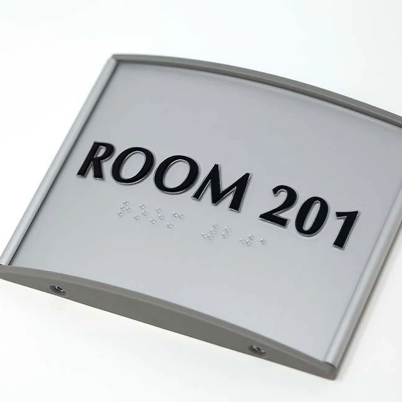 aluminium brass stainless steel hotel room number braille signs plate