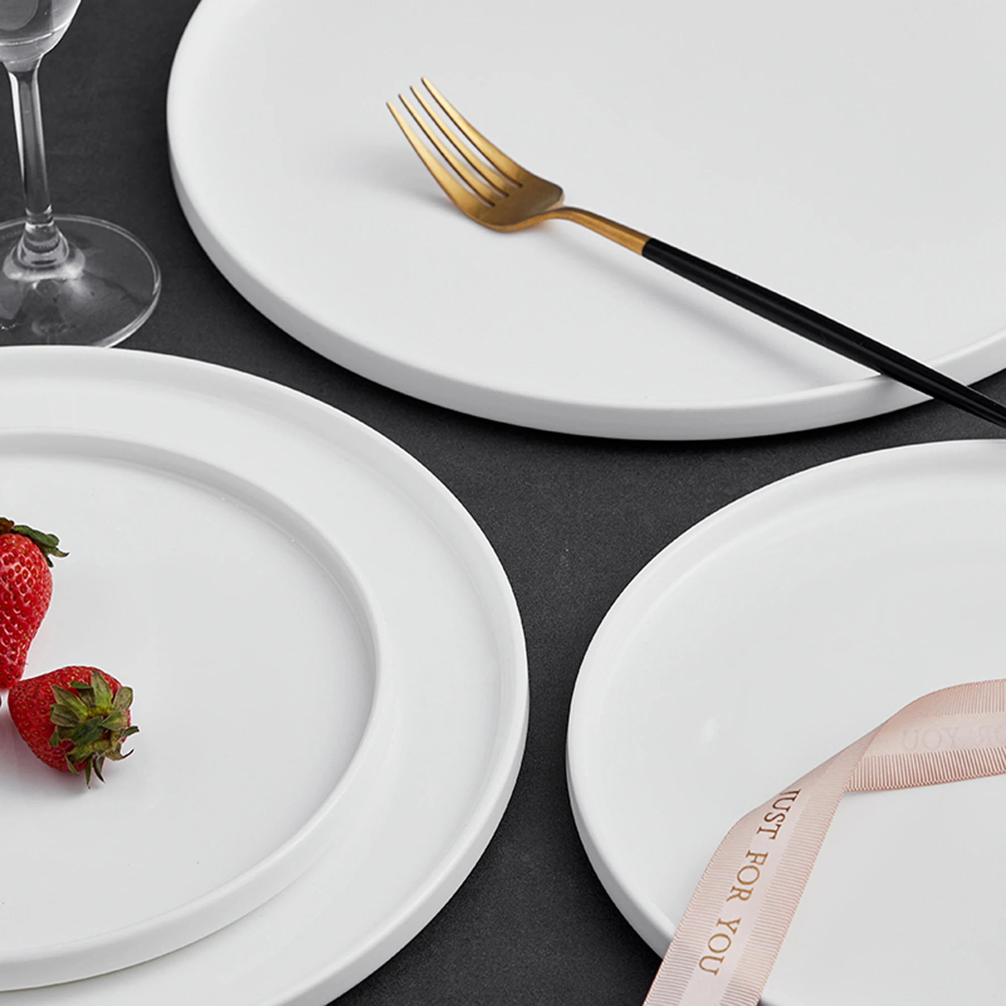 PITO Bohemian Ceramic White Bone China Dinner Plate Dish Tableware Restaurant Serving porcelain Plates White  Dish Set