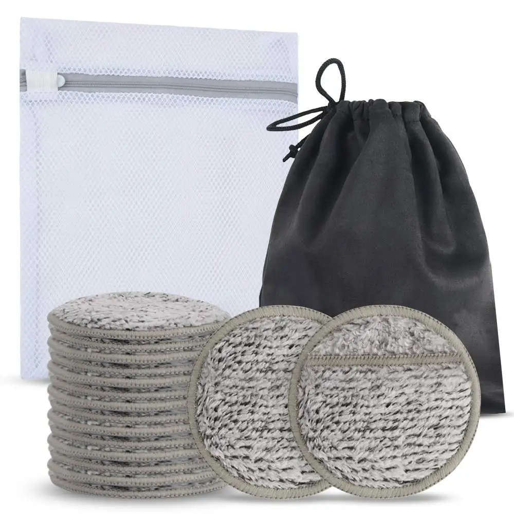 China Manufacturer Microfiber Washable Cloth Reusable  Organic Bamboo Facial Puff Custom MakeUp Remover Cloth face cleaning pad