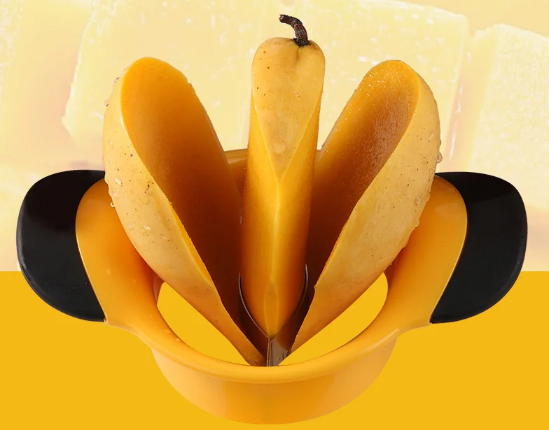 
NEW TOP Mangoschneider, Mango teilen & entkernen, rutschfester Griff, Edelstahl-Klinge, Mango Slicer, schwarz-gelb 