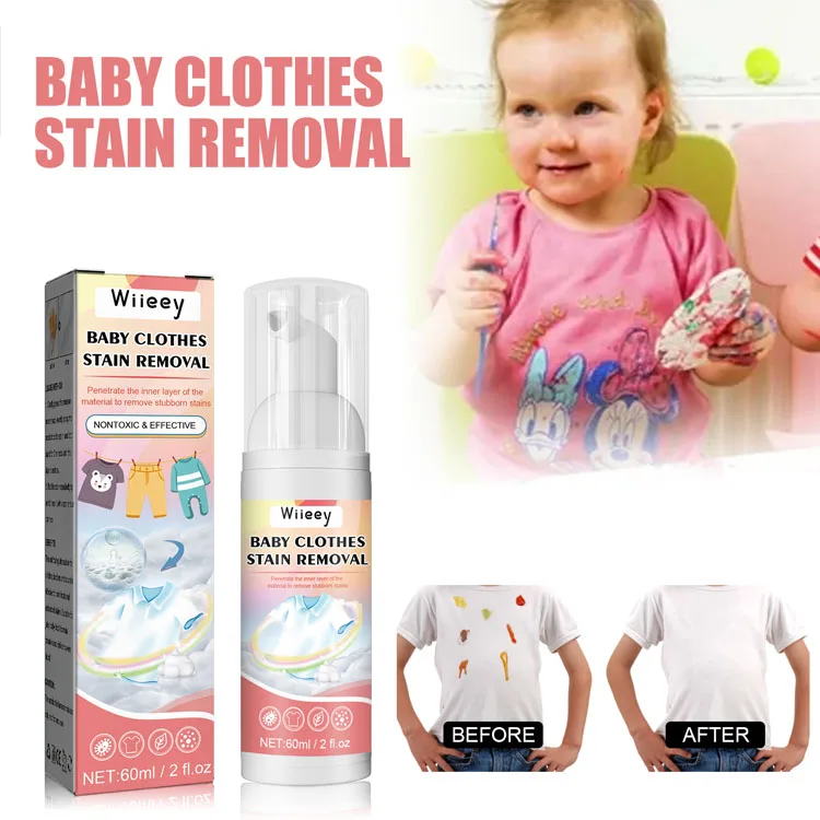 Wiieey New Product 60ML New Wholesale Baby Clothes Stain Removal Mousse Removing Stubborn Stains Of Cloth Cleaning Liquid Spray