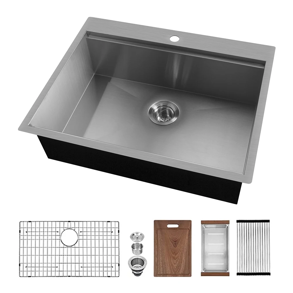  Aquacubic Topmount Drop In Single Bowl кухонная раковина ручной работы со всеми