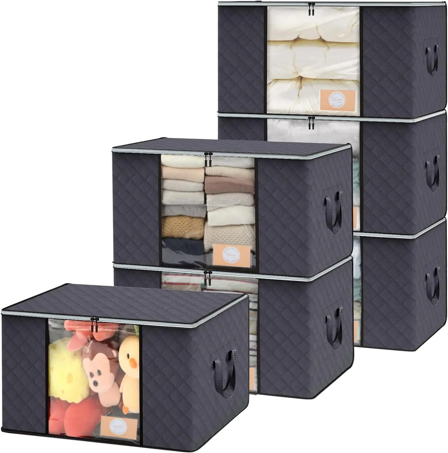 Hot Sell Multi-Functional Cotton Linen Storage Box Foldable Quilt Sheets Organizer Wardrobe Printable Window Label Clothes Bags