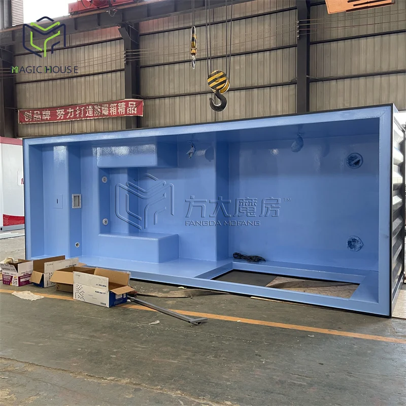 20ft Ship Container Pool Customized Sizes Acrylic Glass Window One Stop Equipment