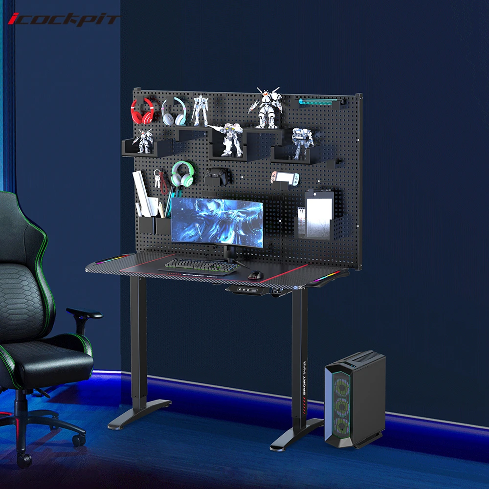 Pegboard Modern Computer Gaming Desk Multi functional Table Adjustable Desk Electric Lifting Gaming Desk