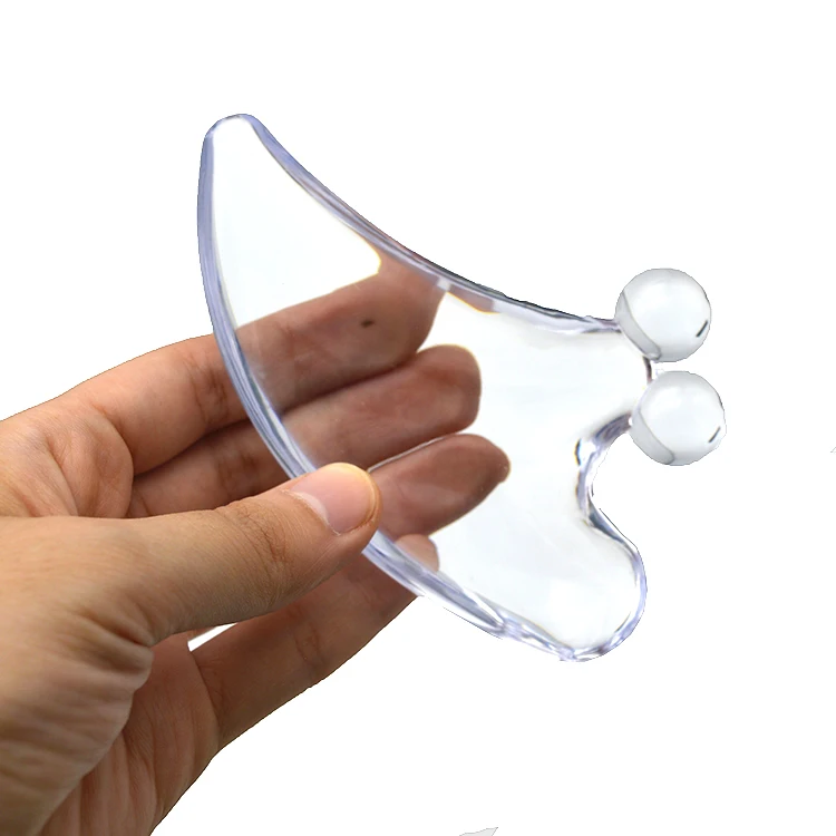 3D Heart Shape Clear Crystal Scrapping Board Double Balls Resin Face Cleansing Face Massage Tool